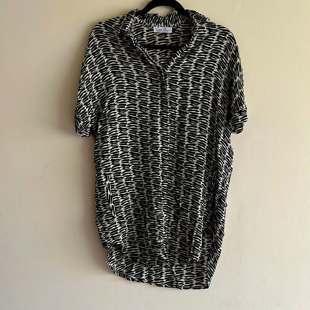 Ava sky button down t-shirt dress.